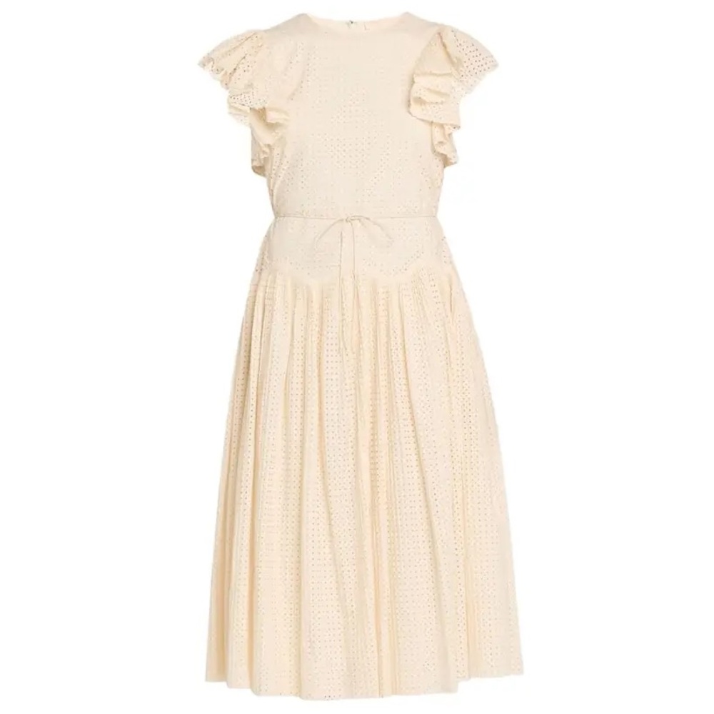 ULLA JOHNSON
Sylvaine Flutter-sleeve Lasercut Poplin Midi Dress
Size 6